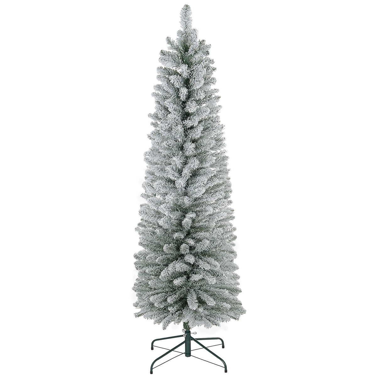 HOMCOM Artificial Snow Flocked Pencil Christmas Tree