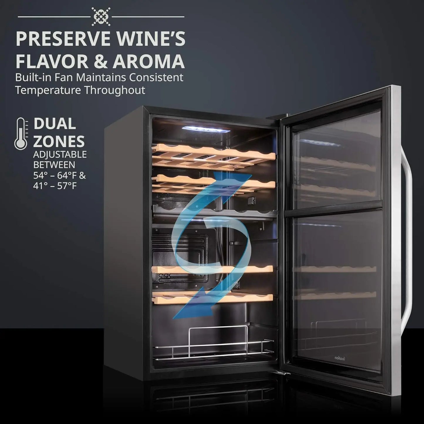 XMSJ Dual Zone Wine Cooler With Lock 41 To 64 Fahrenheit Digital Control