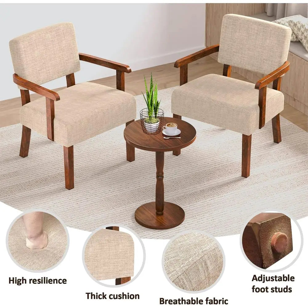 Two Piece Accent Chair Set With Side Table And Armrests