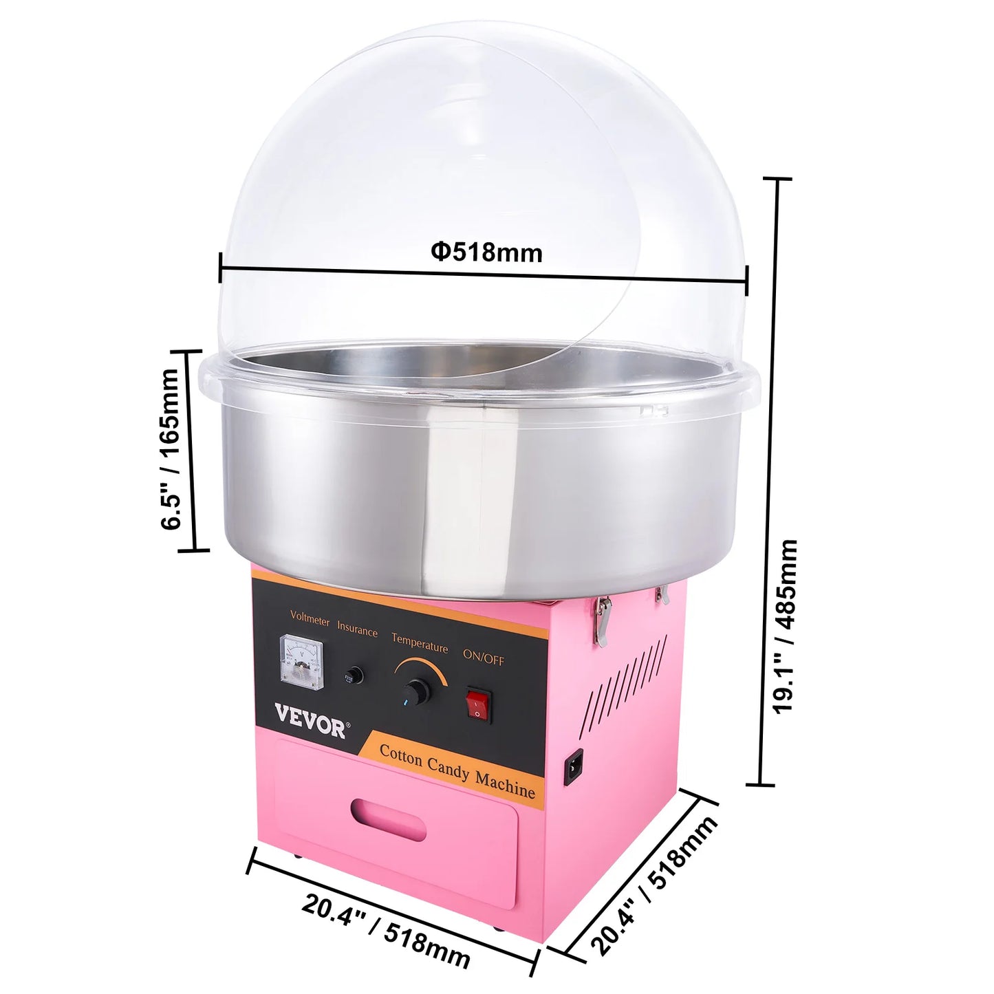 SucceBuy Electric Cotton Candy Machine Stainless Steel Floss Maker