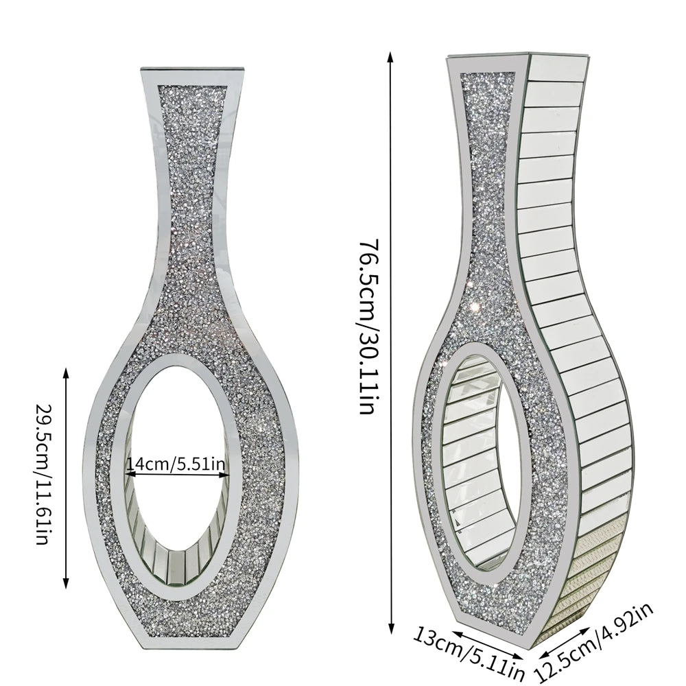 Tall Crush Diamond Pattern Decorative Floor Plant Vase