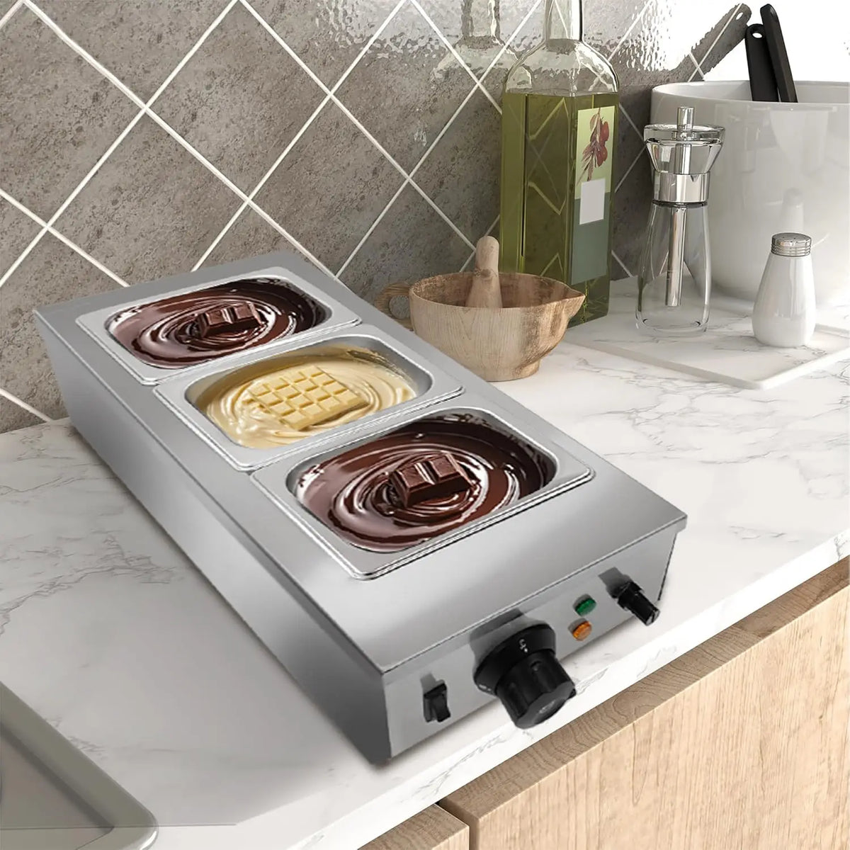 HiMISS Commercial Chocolate Melting and Tempering Machine with Dual Tanks