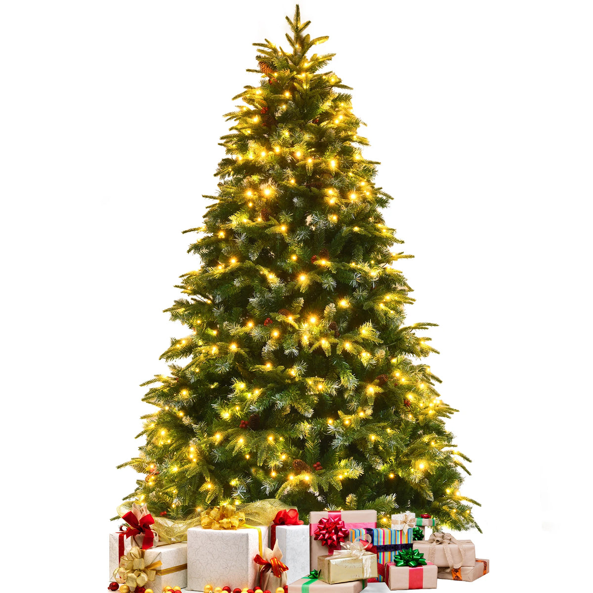 LIFEZEAL Pre Lit Artificial Christmas Tree With Snowy Pine Design