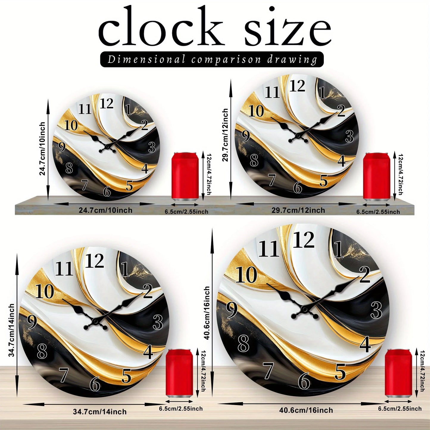 Abstract Art Wooden Wall Clock With Silent Wave Pattern