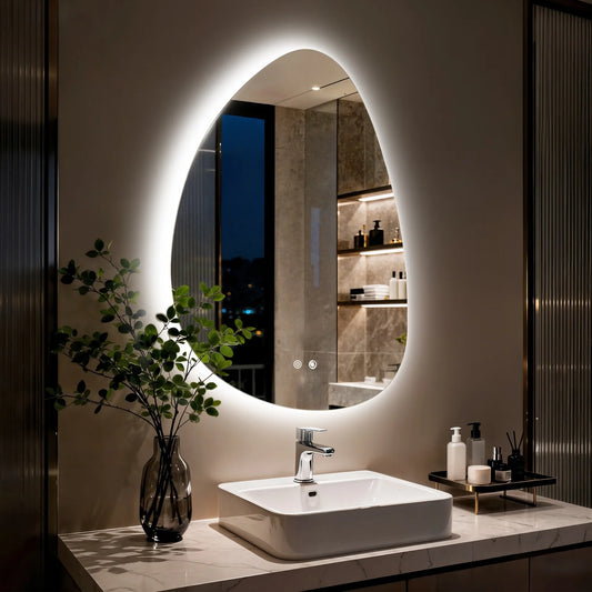 Illuminated LED Irregular Vanity Mirror With Anti Fog Wall Mount