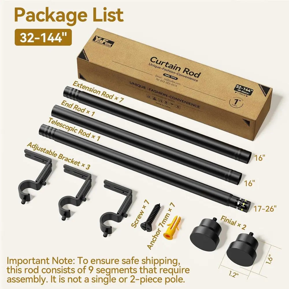 Heavy Duty Adjustable Iron Curtain Rods For Modern Windows