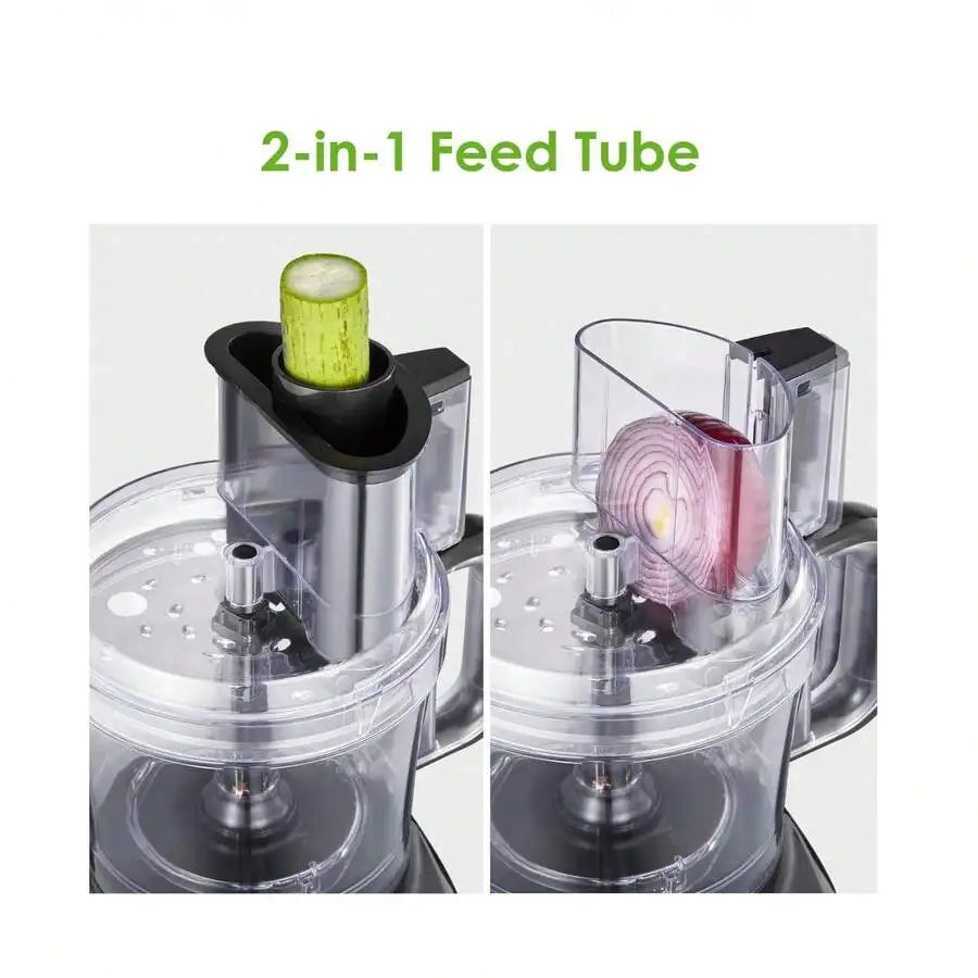 XMSJ Food Processor With 2 In 1 Feed Chute Veggie Chopper And Meat Grinder