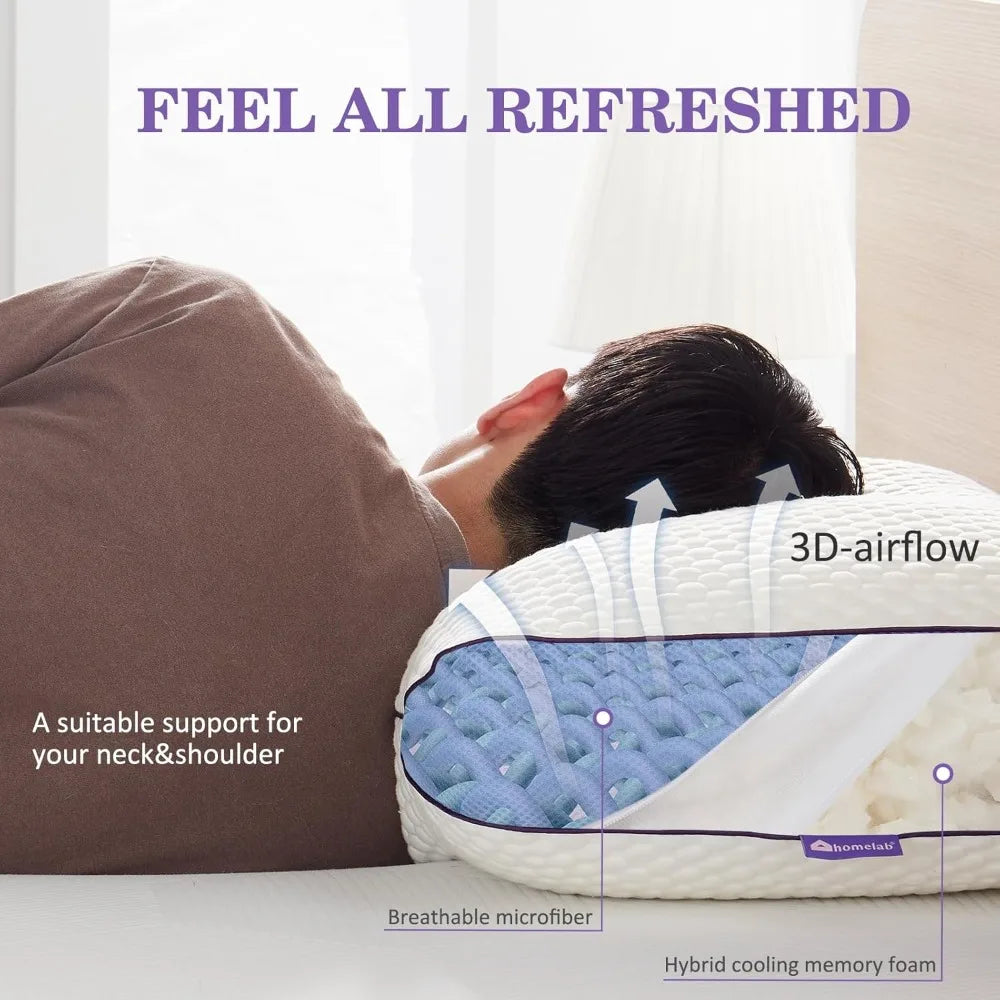 Adjustable Shredded Memory Foam Pillows Cooling Removable Cover 2 Pack