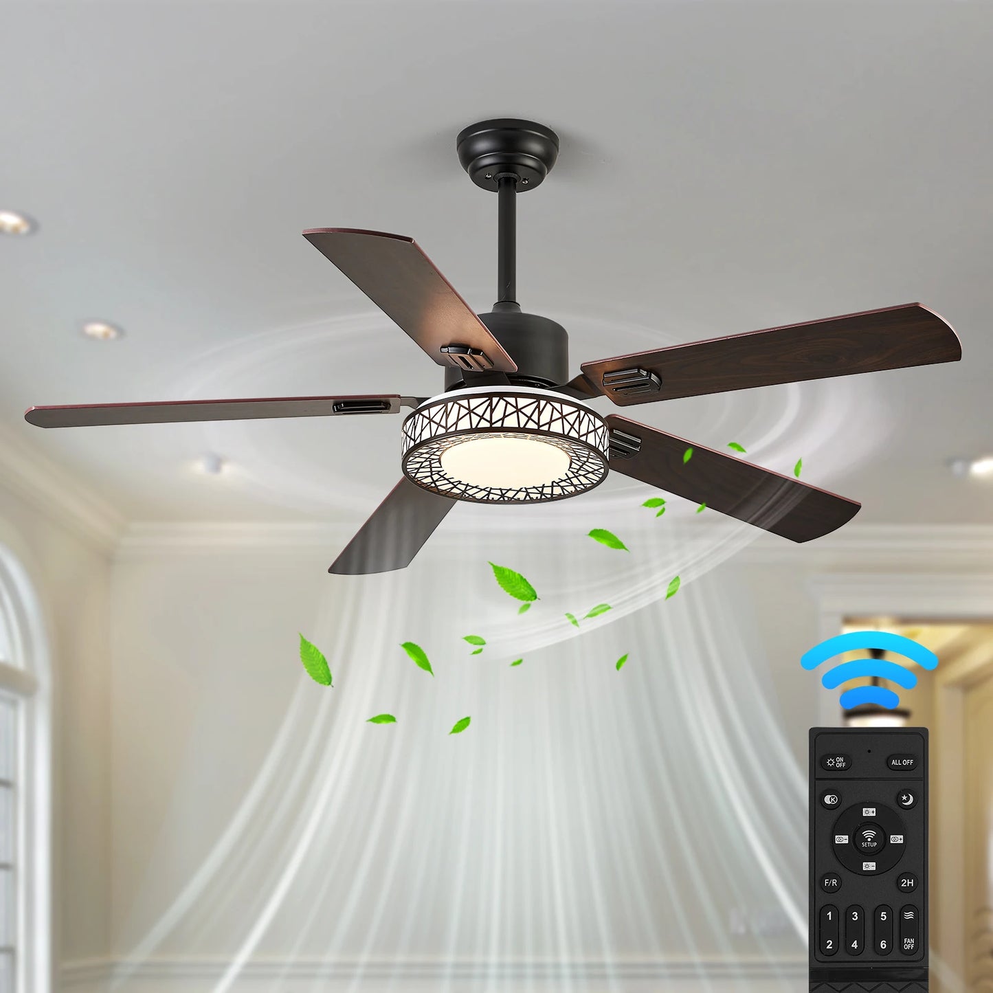 GreeLustr Industrial Remote Dimming Ceiling Fan Led Lamp