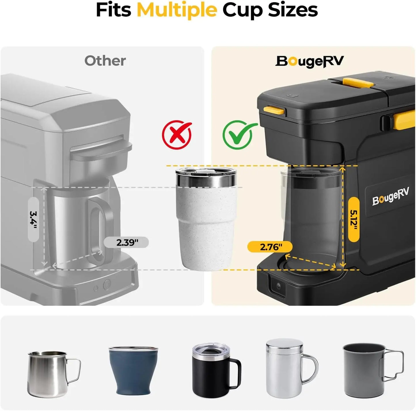 Cordless Portable Coffee Maker With 18V Battery For K Cup Pods And Ground Coffee