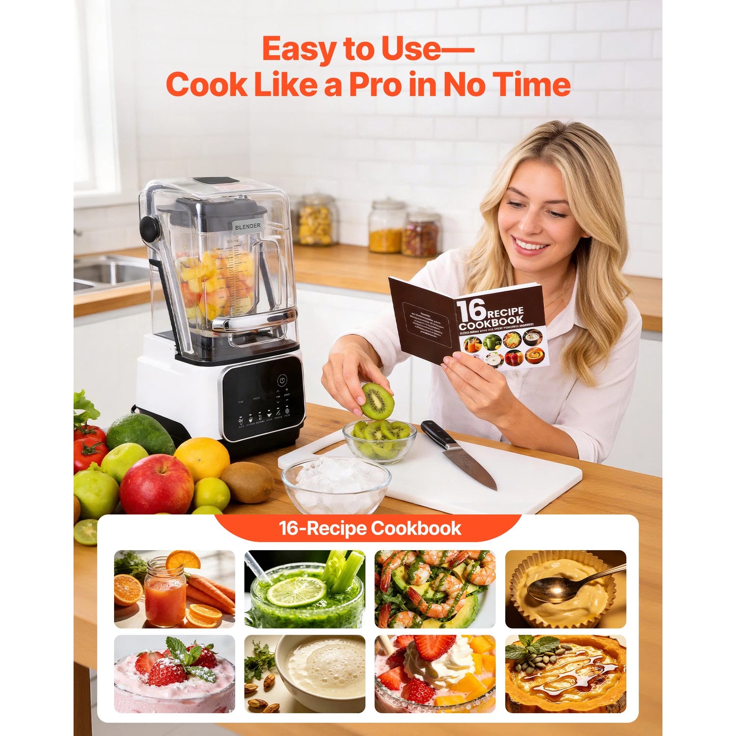 SucceBuy 2200W Countertop Blender With Shield 6 Presets