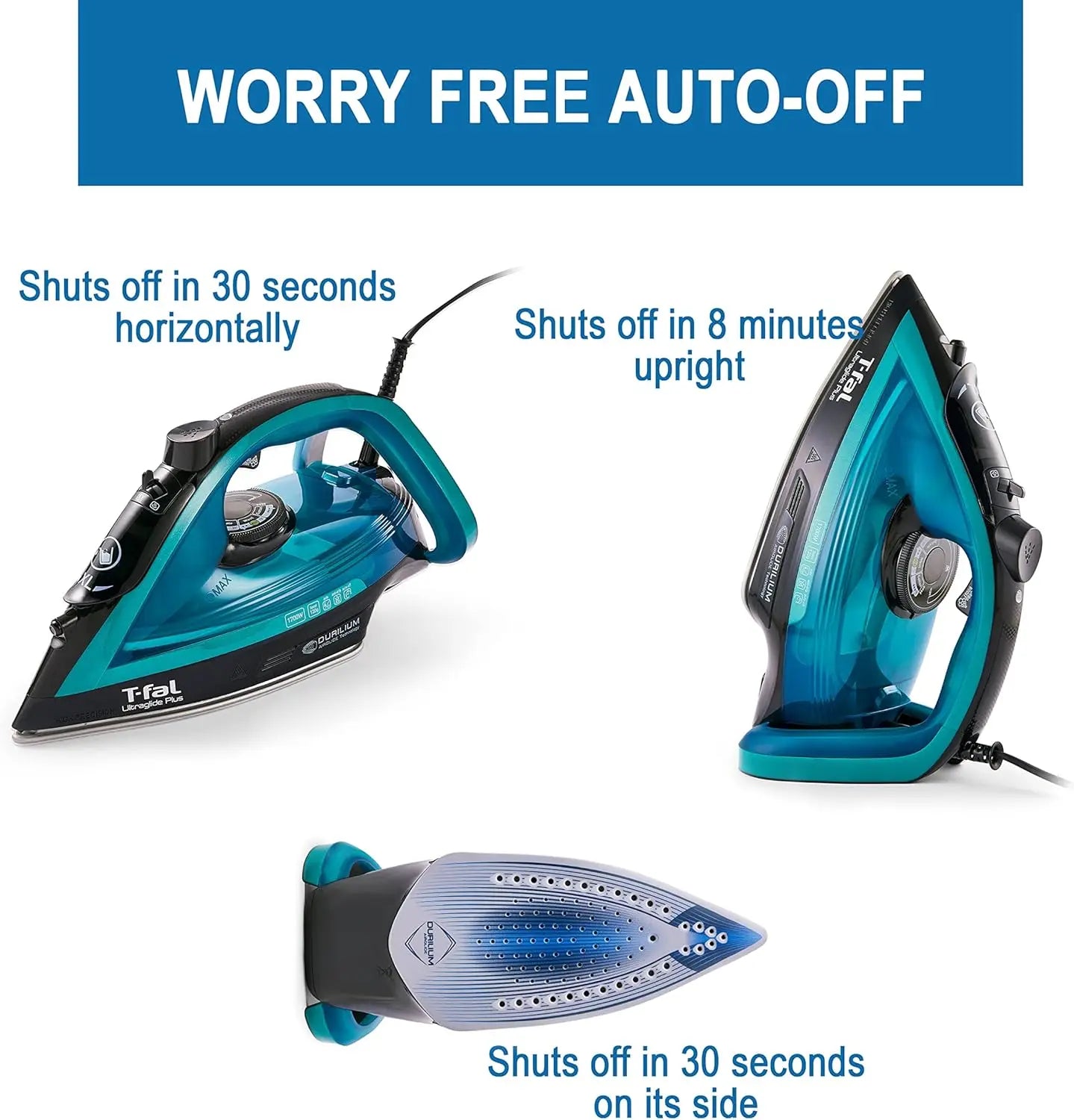 XMSJ Steam Iron UltraGlide With Durilium Soleplate Precision Tip 1800W Auto Off