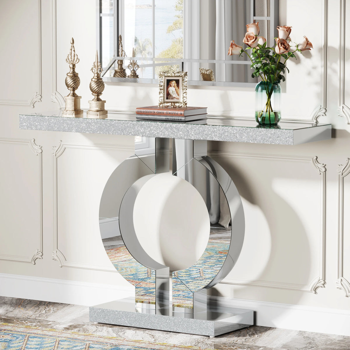 Tribesigns Mirrored Console Table Modern Entryway Accent Furniture