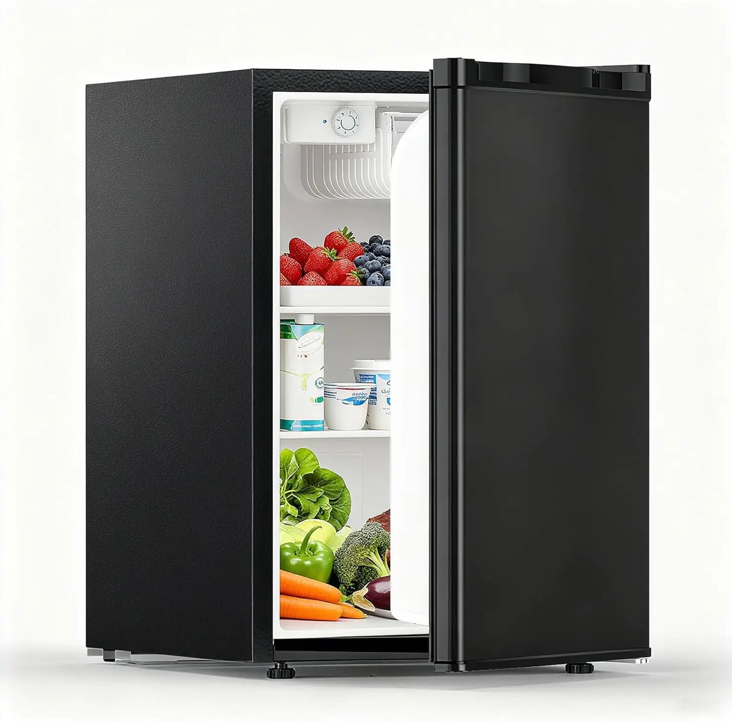 XMSJ Dorm Fridge With Freezer Compact Single Reversible Door Refrigerator