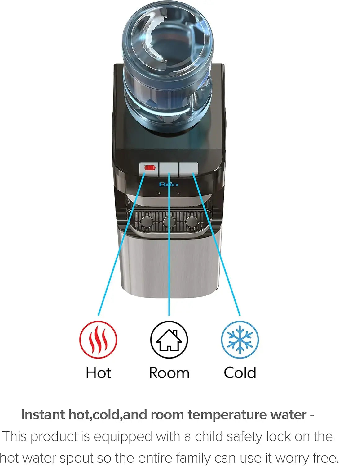XMSJ Essential Series Top Loading Water Cooler Dispenser Tri Temp Child Lock