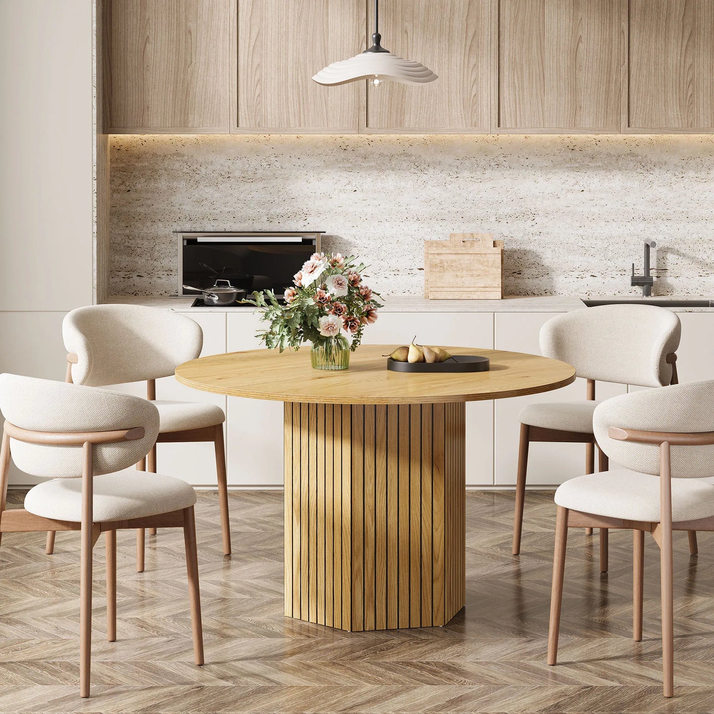 Tribesigns Wood Round Dining Table for Dining Room