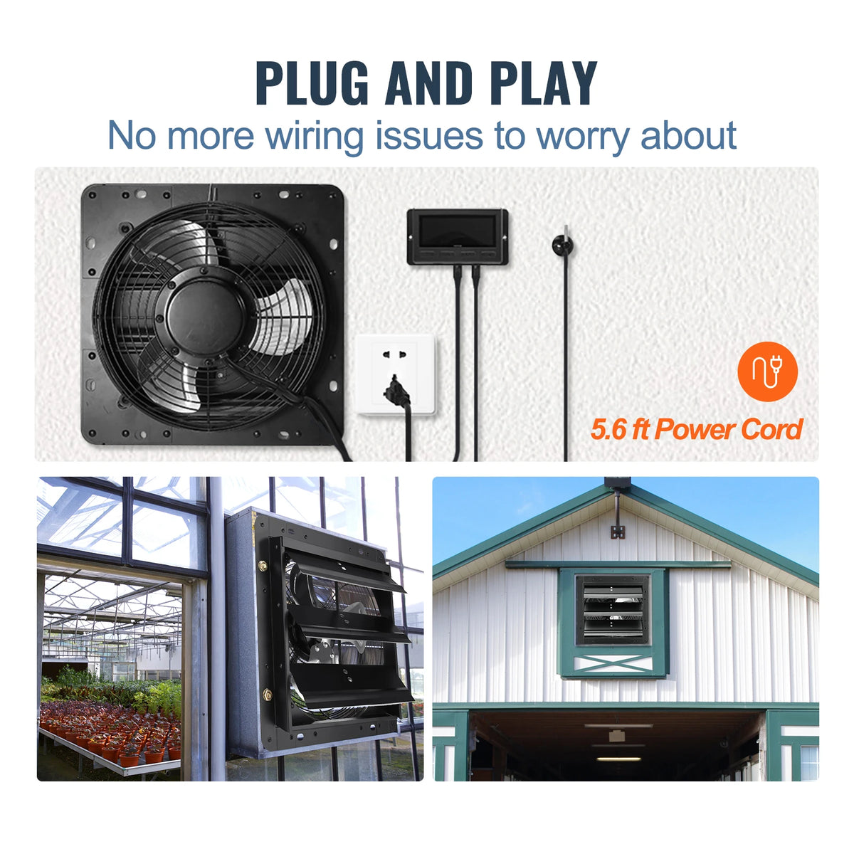 SucceBuy Adjustable Shutter Exhaust Fan for Greenhouse and Garage Ventilation