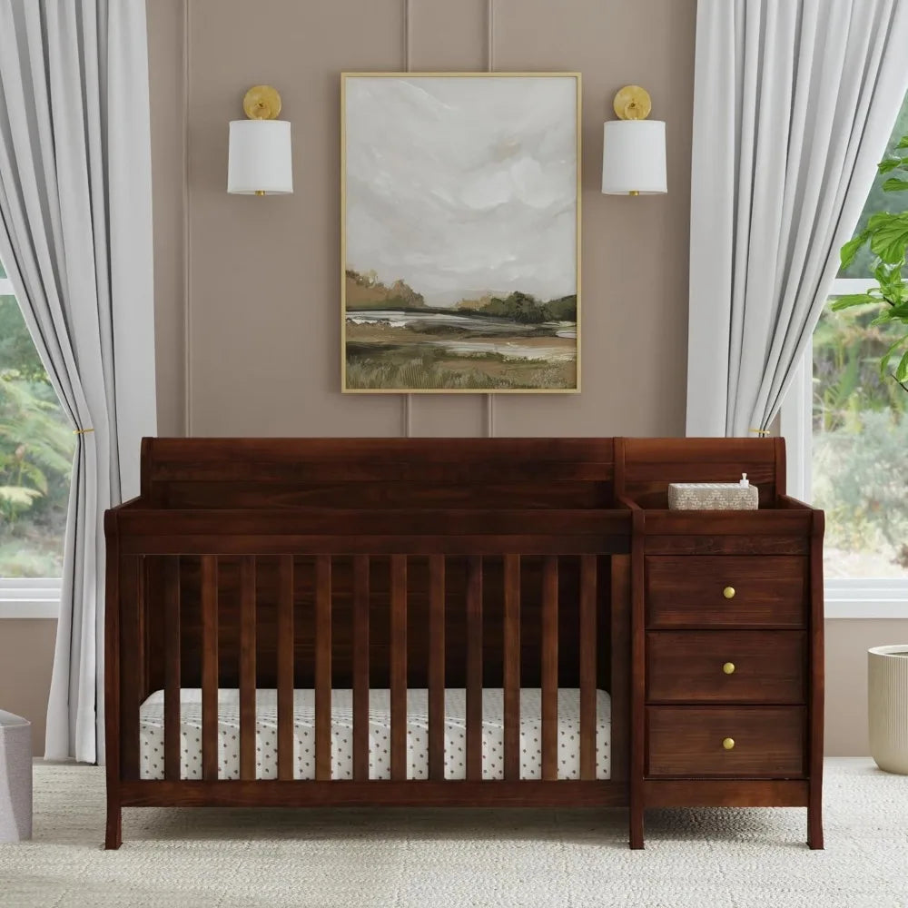 US Shipping 4 In 1 Convertible Baby Crib With Table