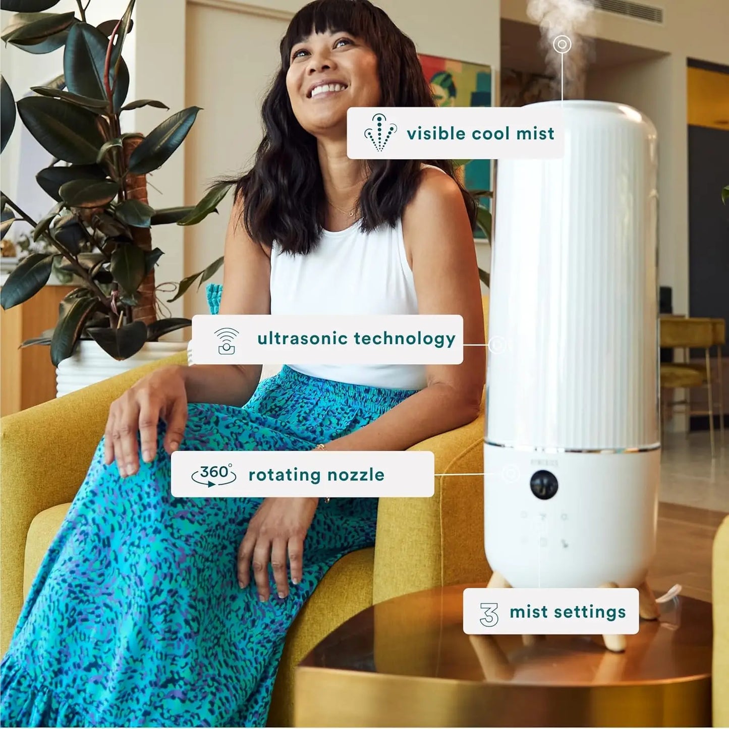XMSJ Ultrasonic Humidifier For Bedroom Office Plants Healthier Air