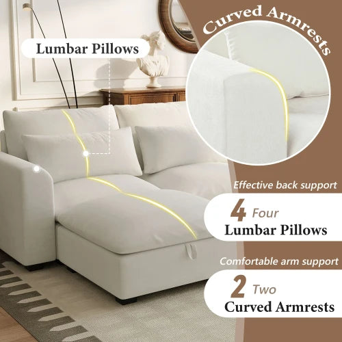 Modular U Shaped Corner Sofa Set With Two Ottomans For Living Room