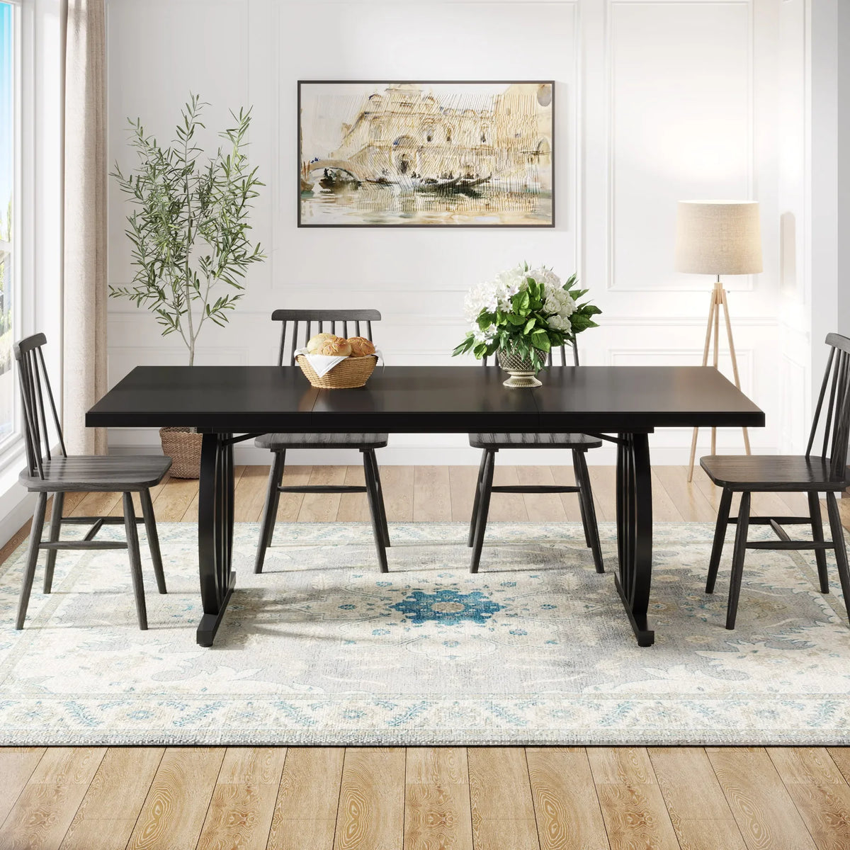Tribesigns Modern Industrial Wooden Dining Table With Metal Frame