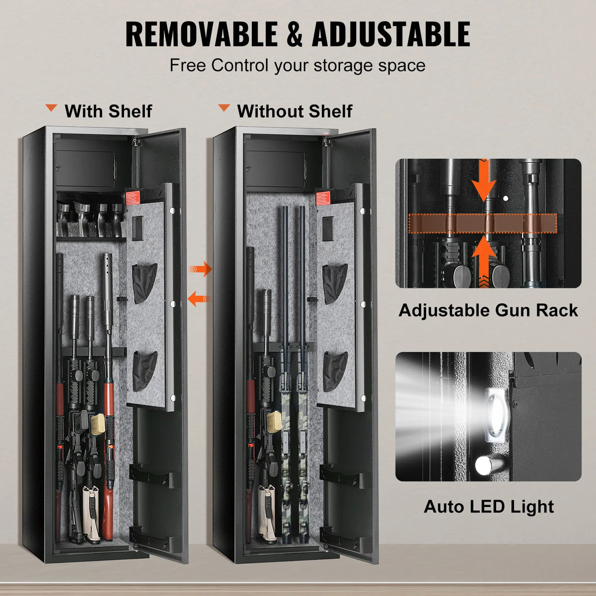 SucceBuy Digital Keypad Gun Storage Cabinet With Removable Shelf