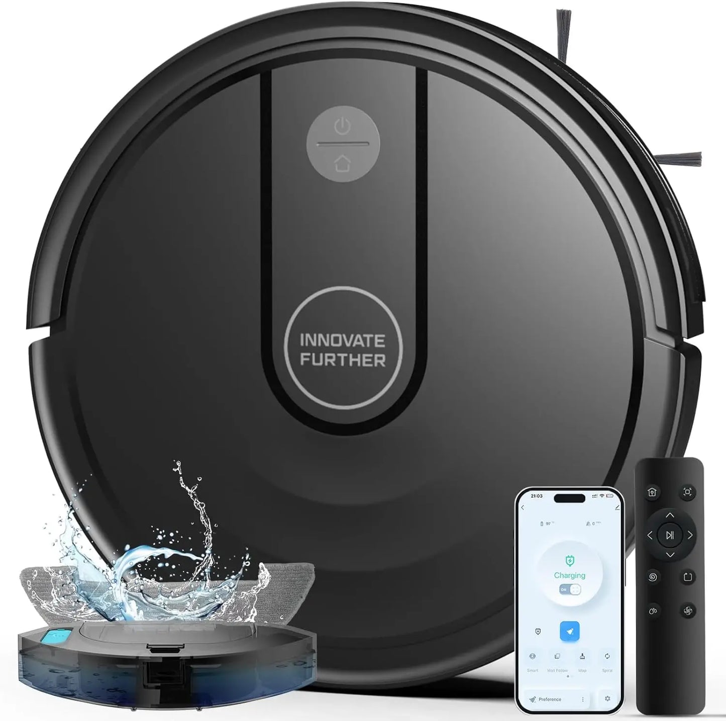 XMSJ Robot Vacuum And Mop Combo 3 In 1 5000Pa Suction Smart Navigation