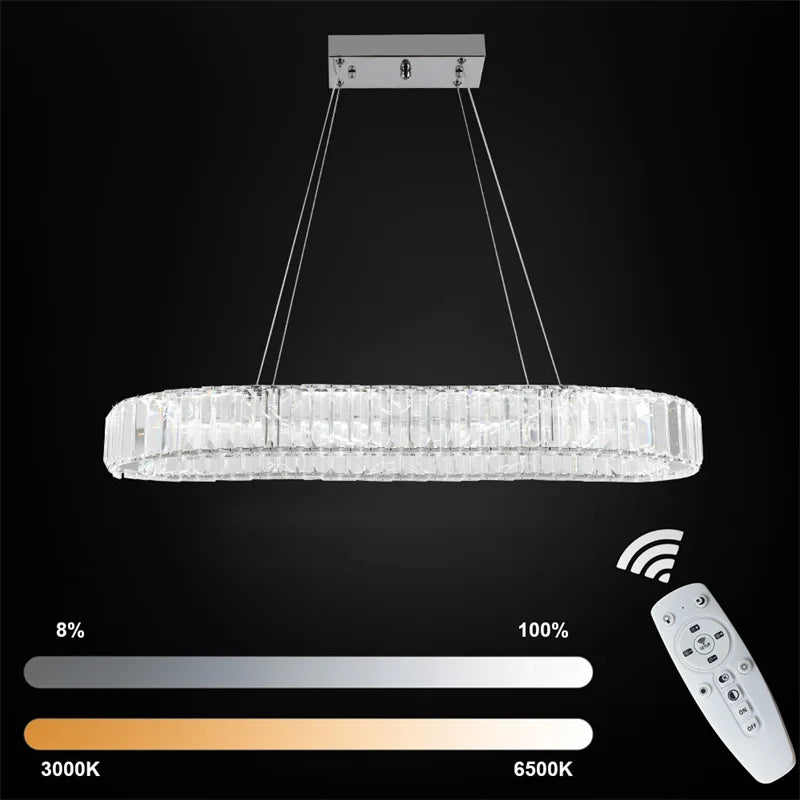 GreeLustr Modern Crystal Ring Chandelier For Dining Room Lighting