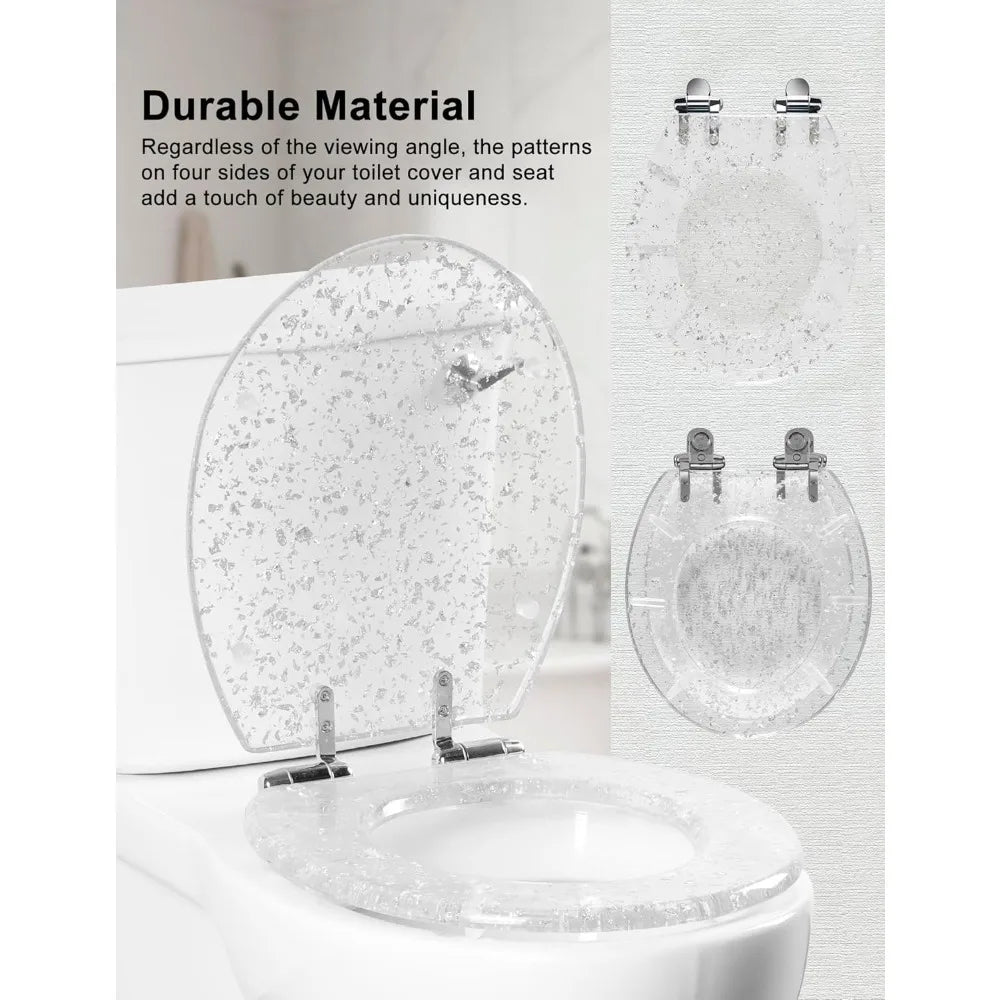 XMSJ Resin Toilet Seat Round With Adjustable Hinges Soft Close