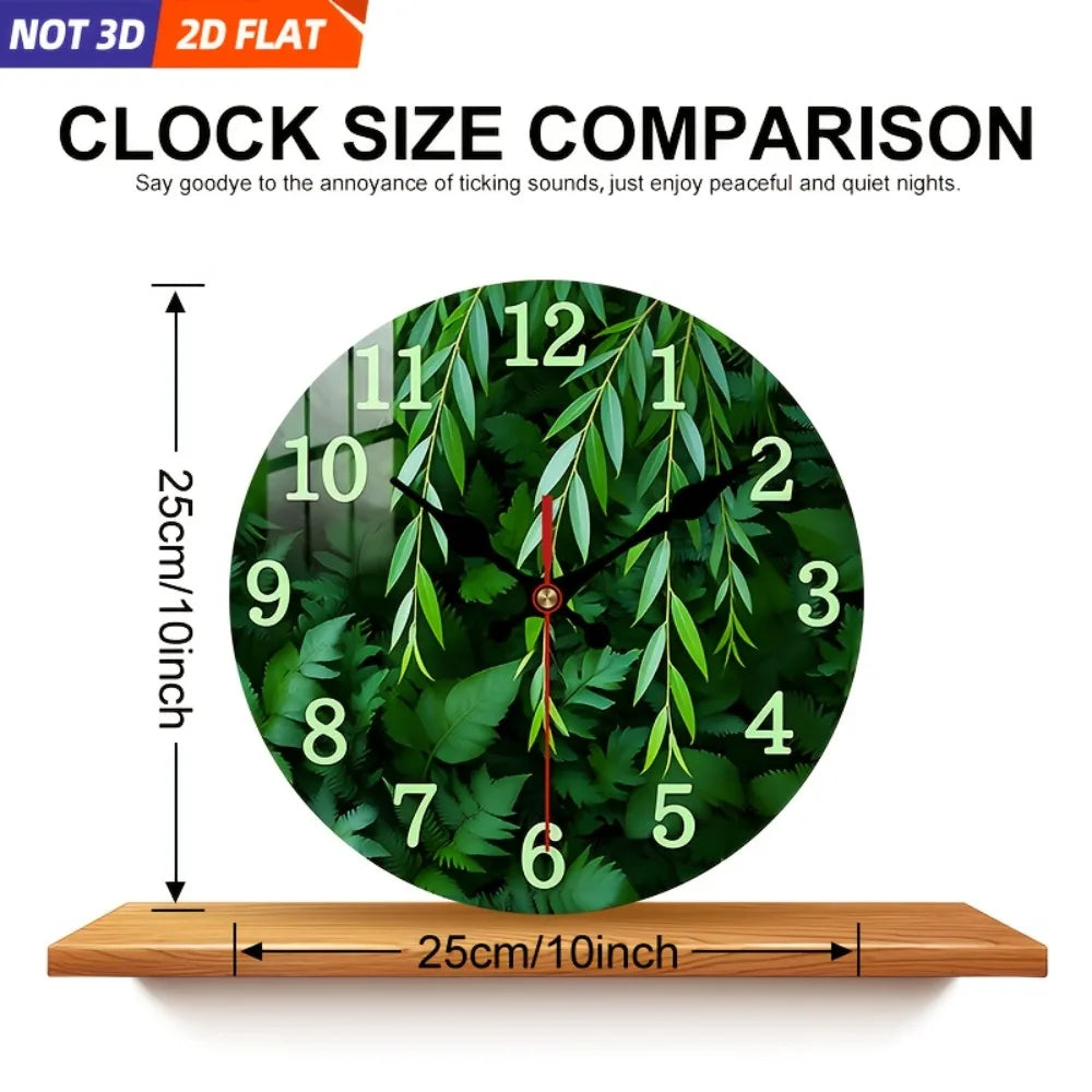 XMSJ Plant Theme Wall Clock Silent Decorative Clock