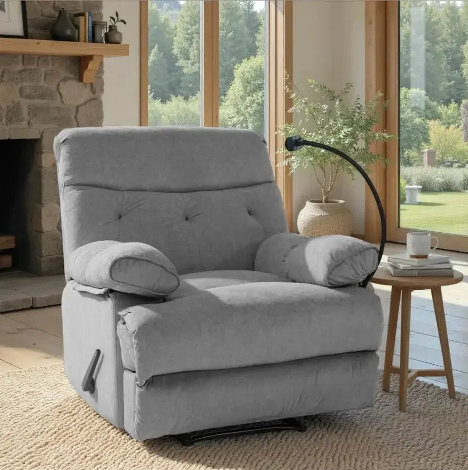Heavy Duty Manual Recliner Chair With Phone Holder For Adults