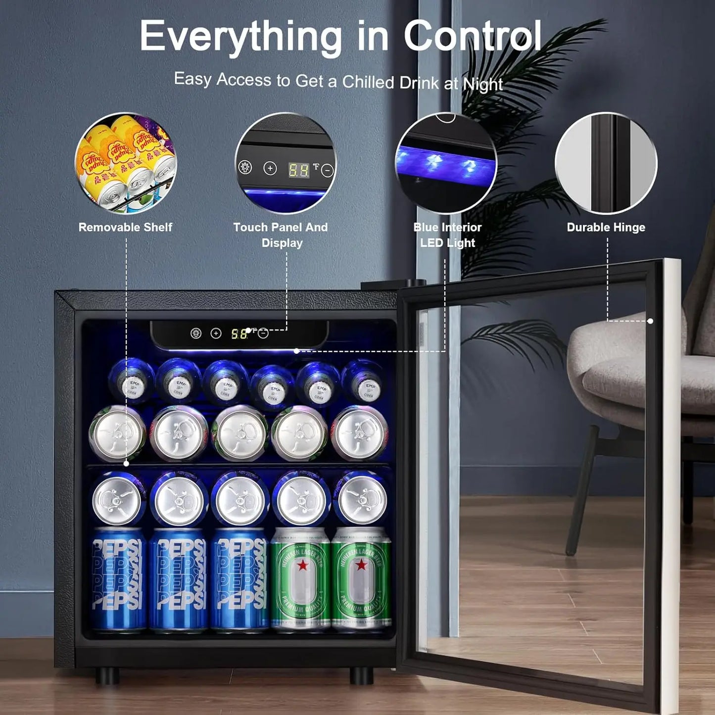 XMSJ 48 Can Beverage Refrigerator 12 Bottle Wine Cooler