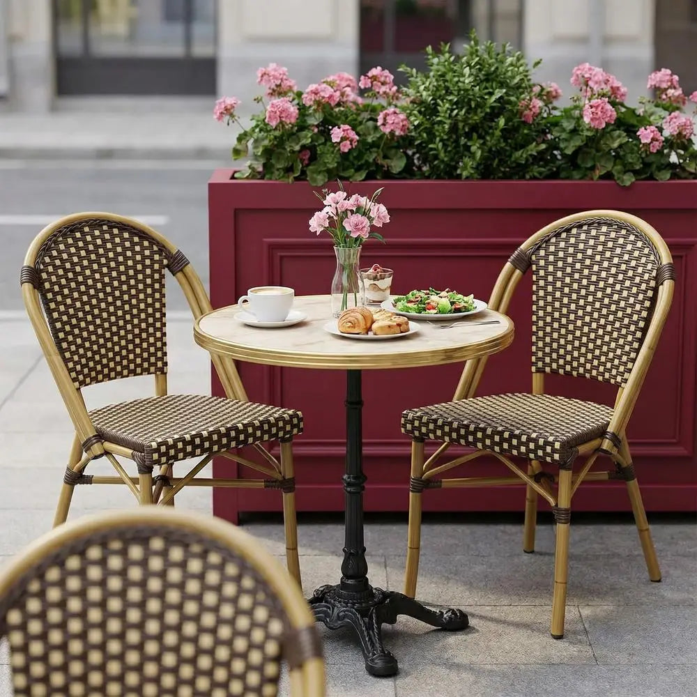 Round Commercial Dining Table Set With Chairs For Restaurant Cafe