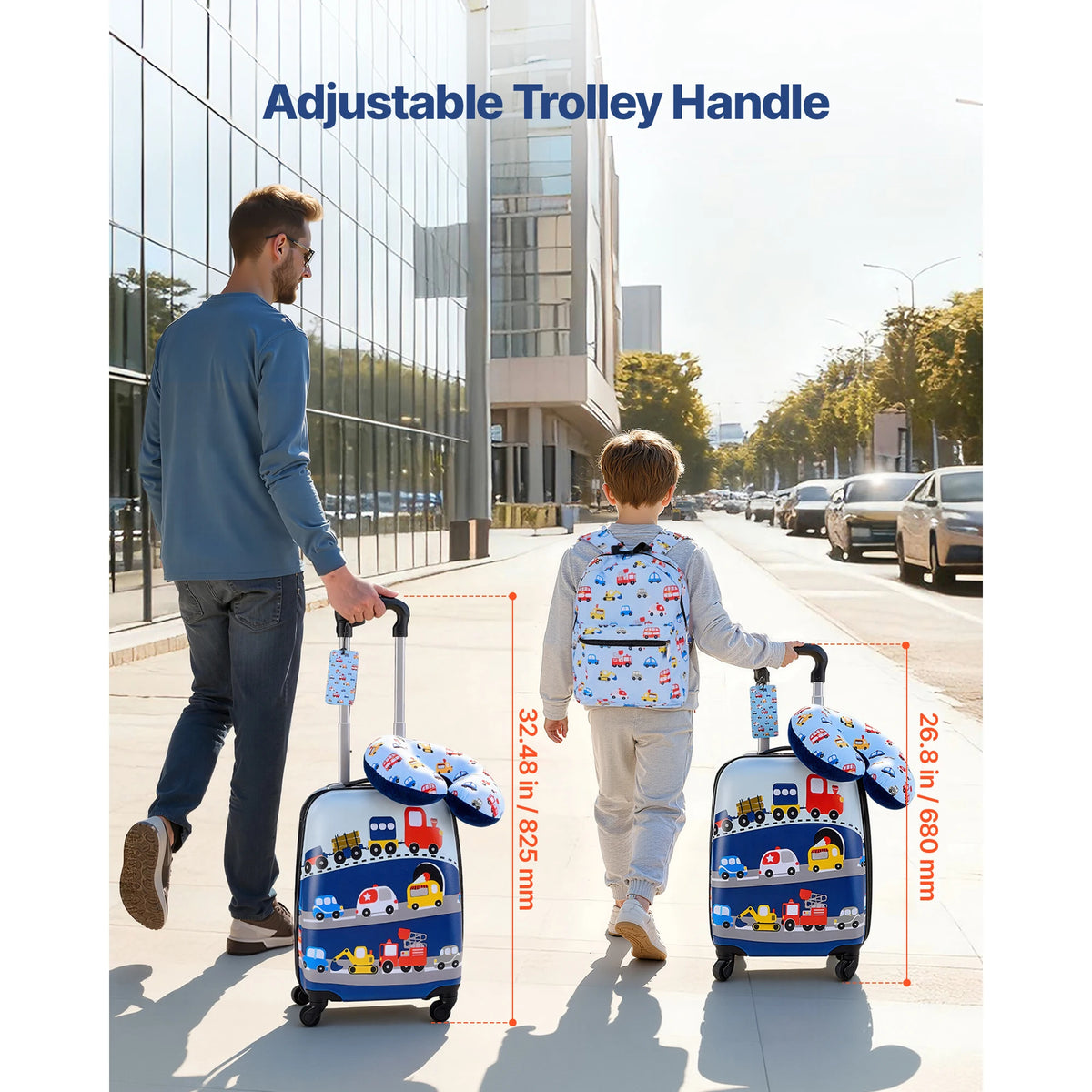 SucceBuy Kids Luggage Set With Backpack And U-Shaped Pillow