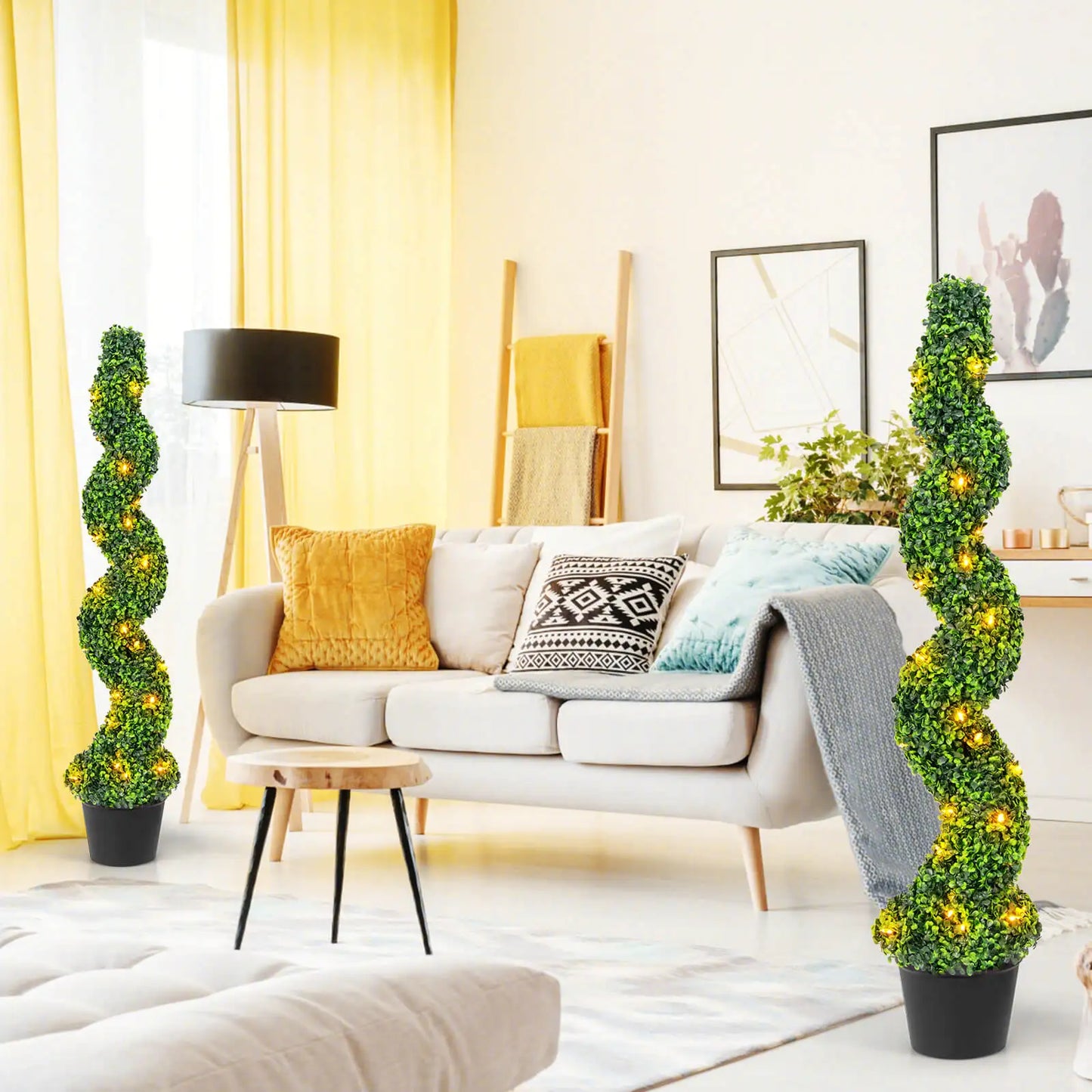 LIFEZEAL Artificial Spiral Boxwood Topiary Trees Indoor Outdoor Decor