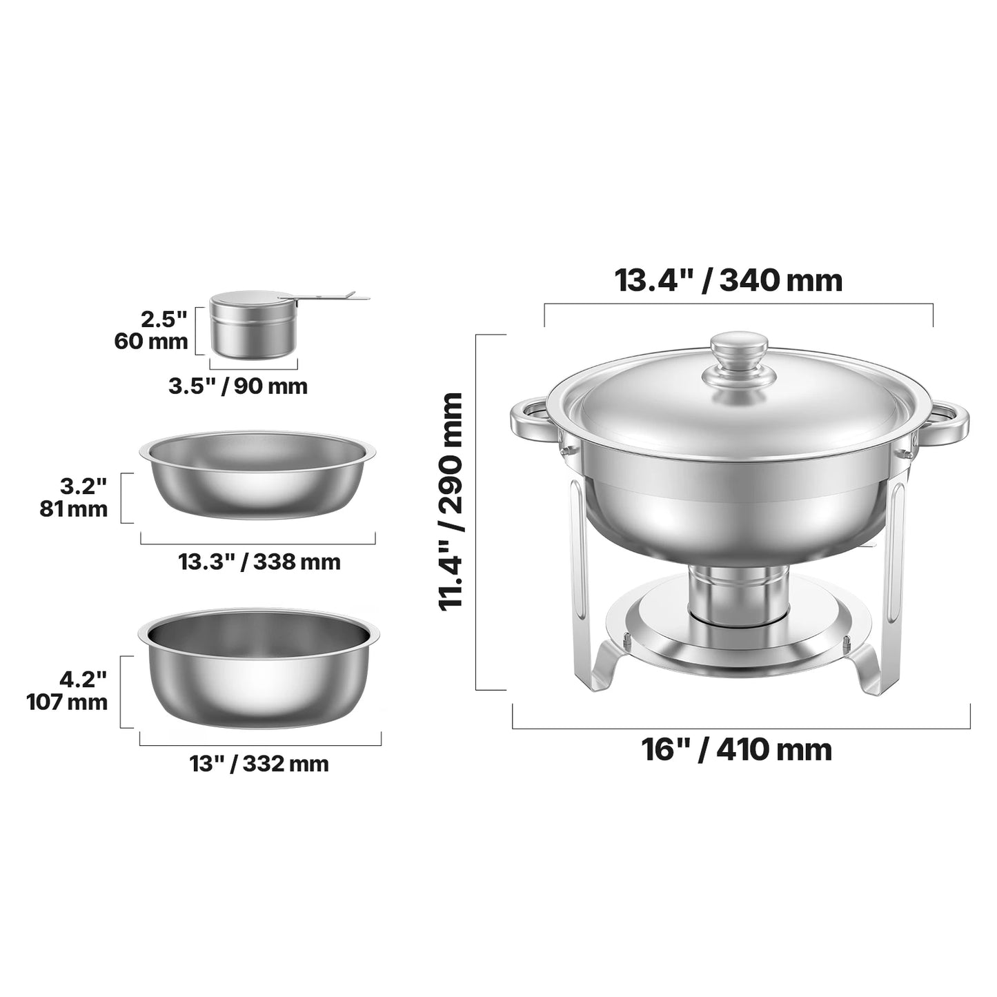 SucceBuy Stainless Steel Chafing Dish Buffet Set With Lid Water Pan