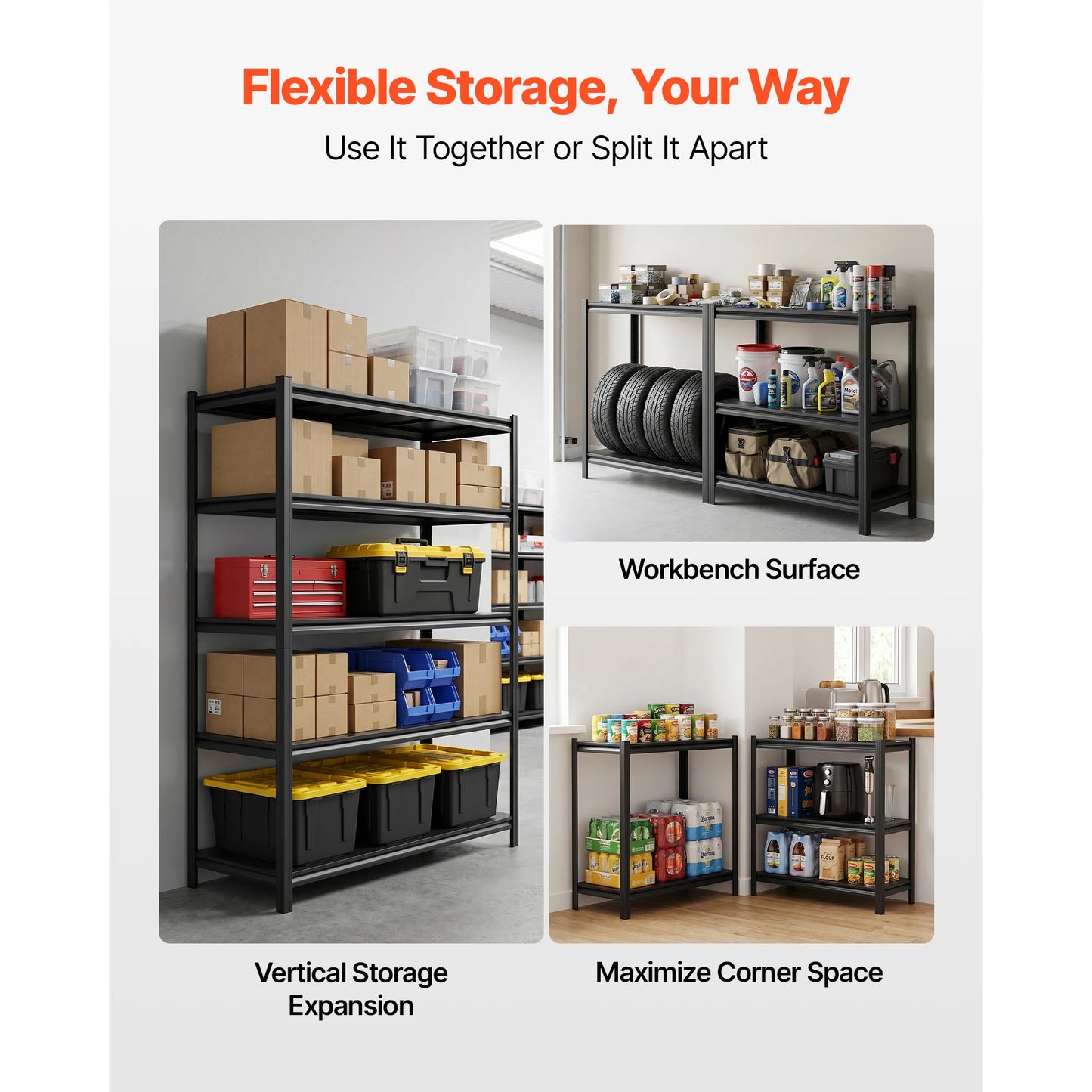 SucceBuy 4/5-Tier Adjustable Garage Storage Shelves Utility Rack