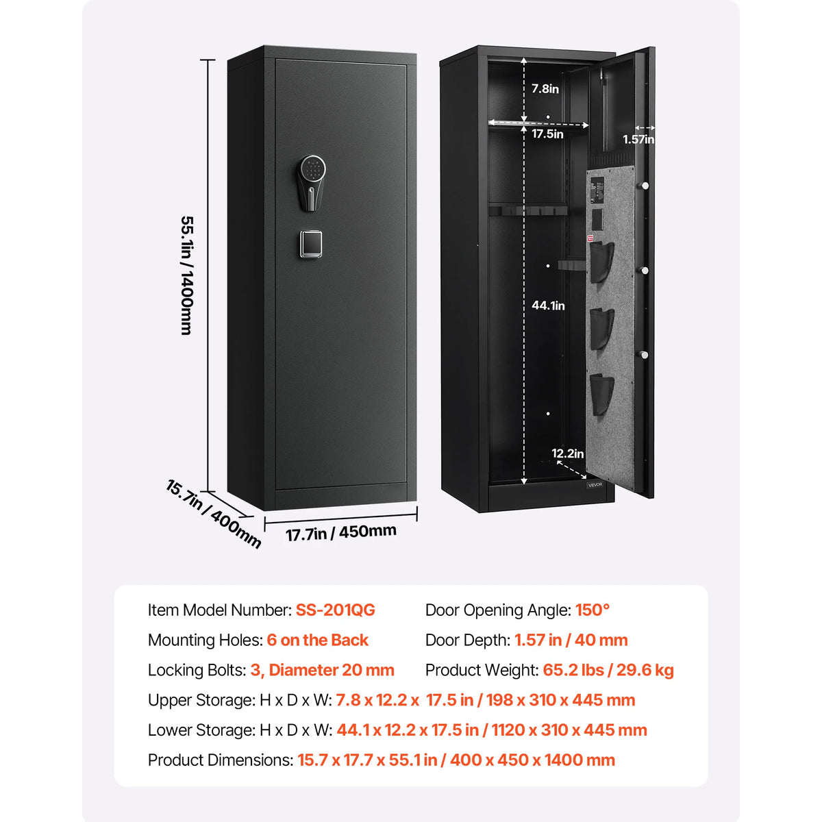 SucceBuy Fireproof 4 Gun Long Gun Cabinet Digital Lock