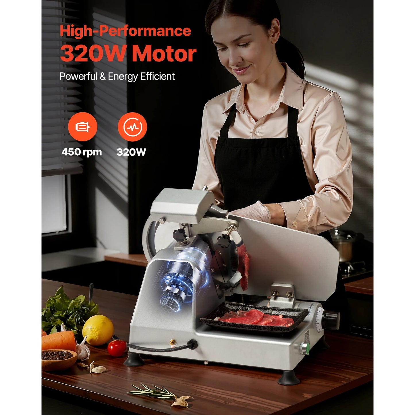 Commercial Meat Slicer 320W SUS420 Blade Adjustable 0 To 10mm
