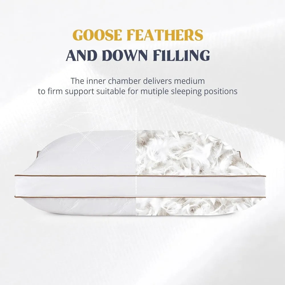 Puredown Goose Feathers And Down Pillow Gusseted Set Of 2