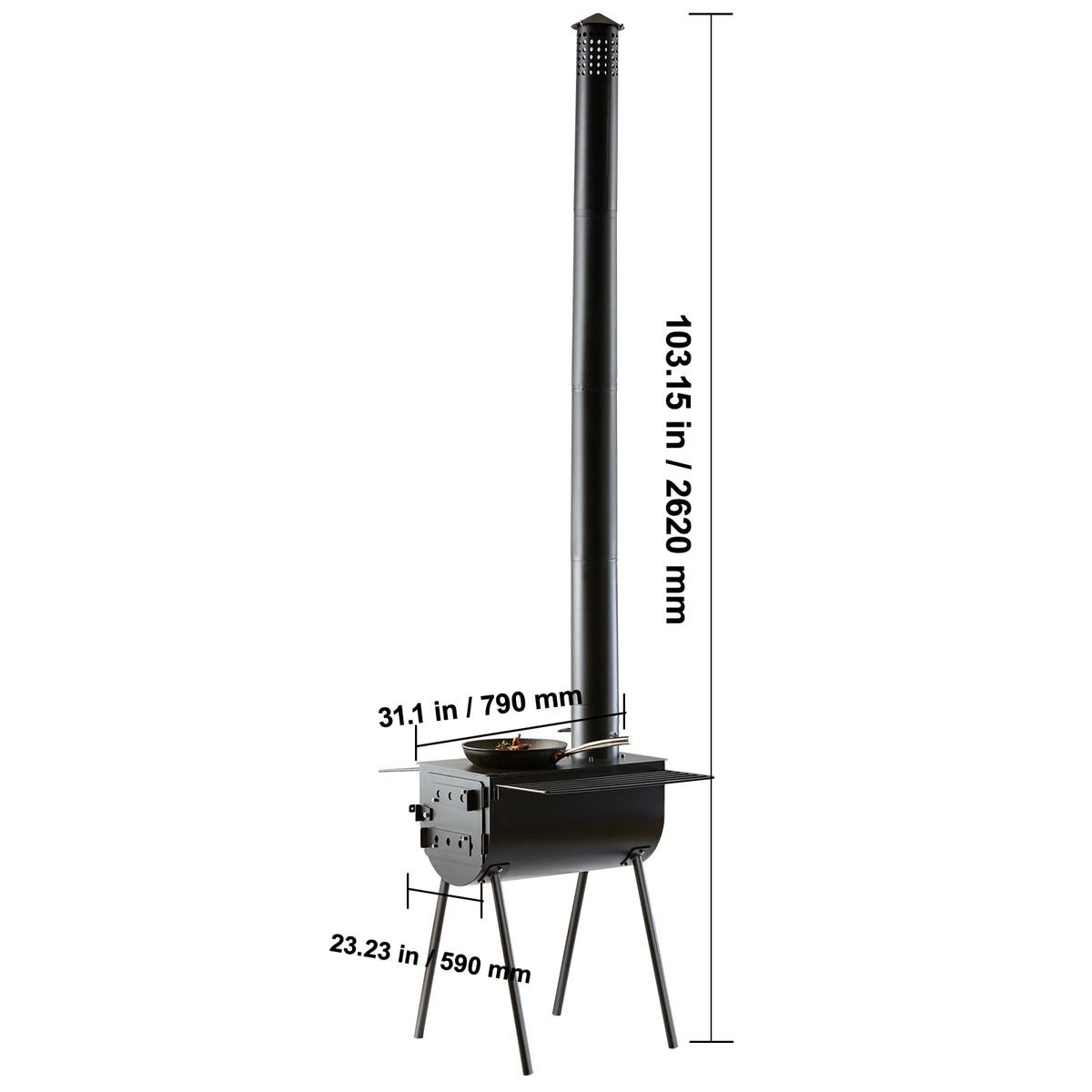 SucceBuy Portable Wood Burning Camping Stove With Chimney Pipes and Gloves