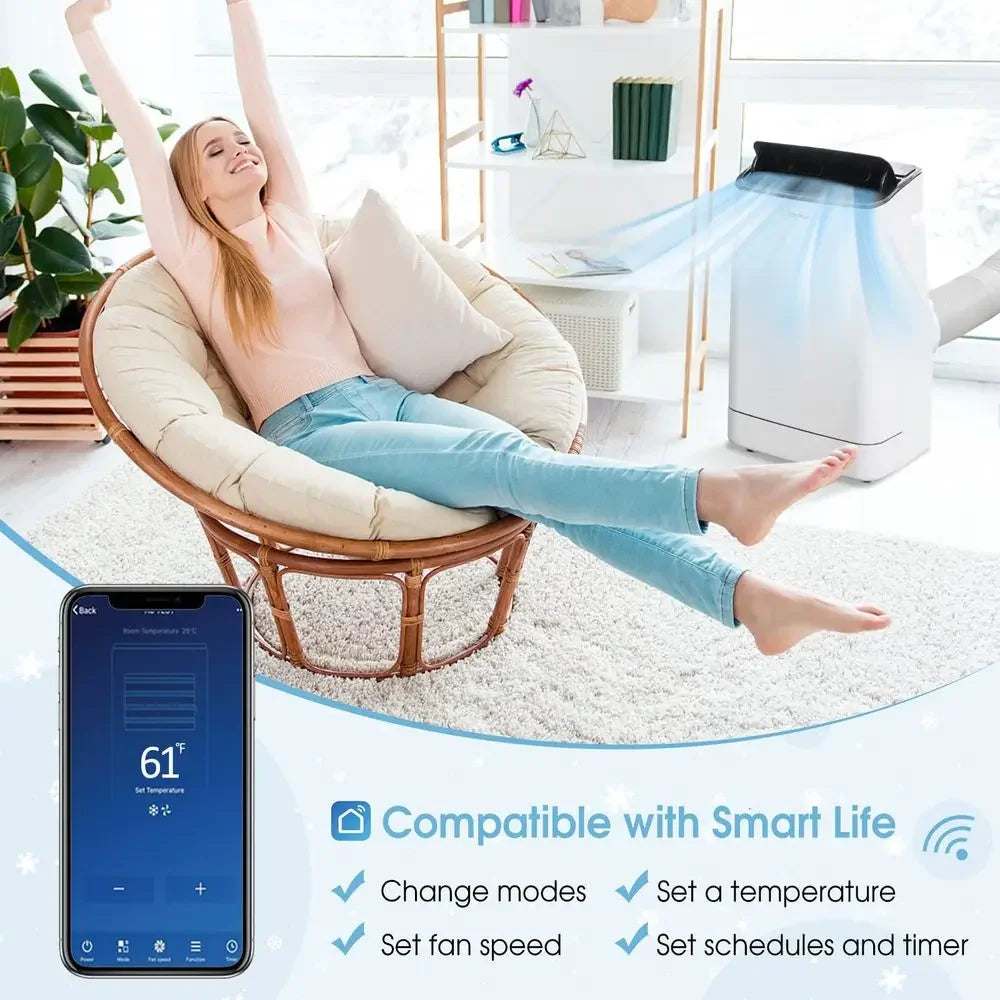 15000 BTU Portable Air Conditioner With Heat Auto Swing Dehumidifier