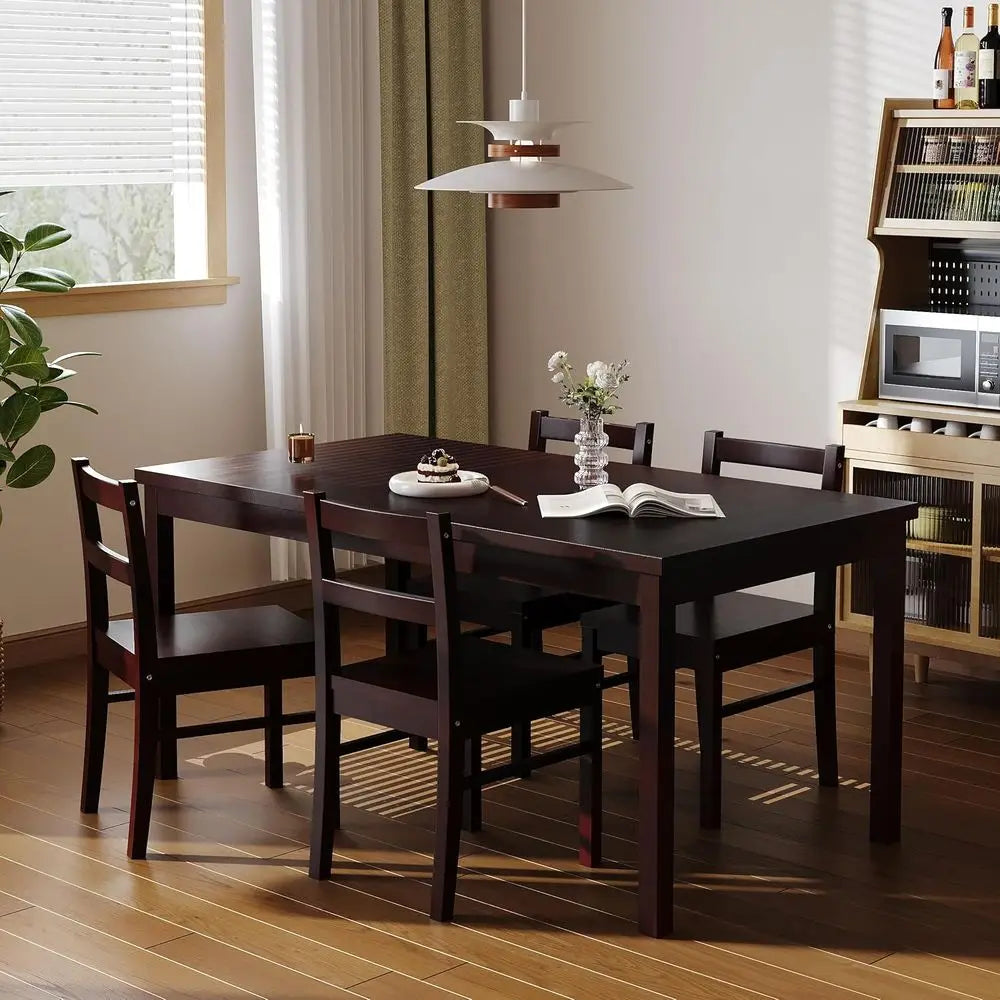 Ticify Solid Wood Dining Table Set With Chairs For Kitchen