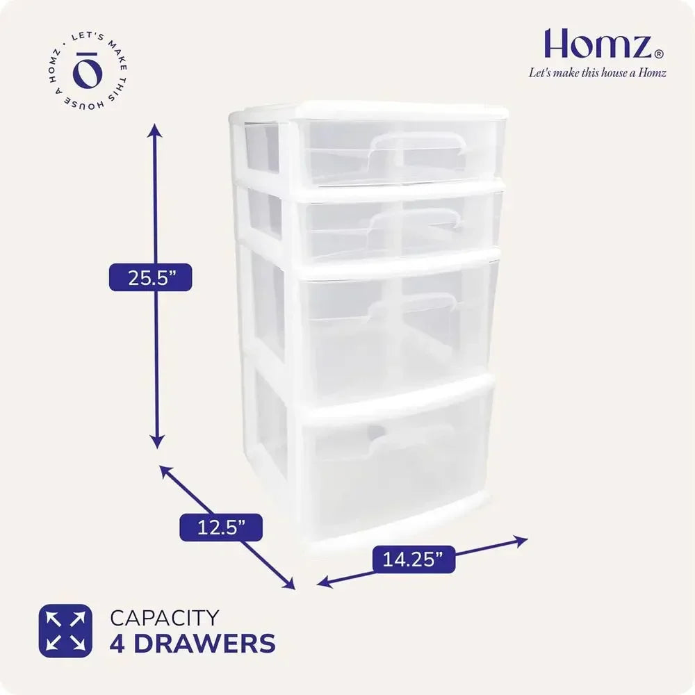 4 Tier Clear Plastic Storage Cart With Wheels Two Pack