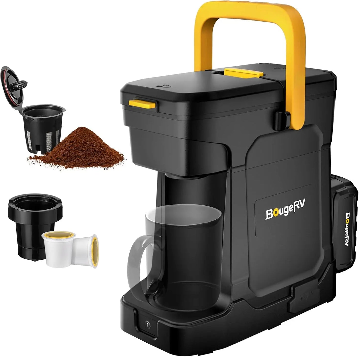 Cordless Portable Coffee Maker With 18V Battery For K Cup Pods And Ground Coffee