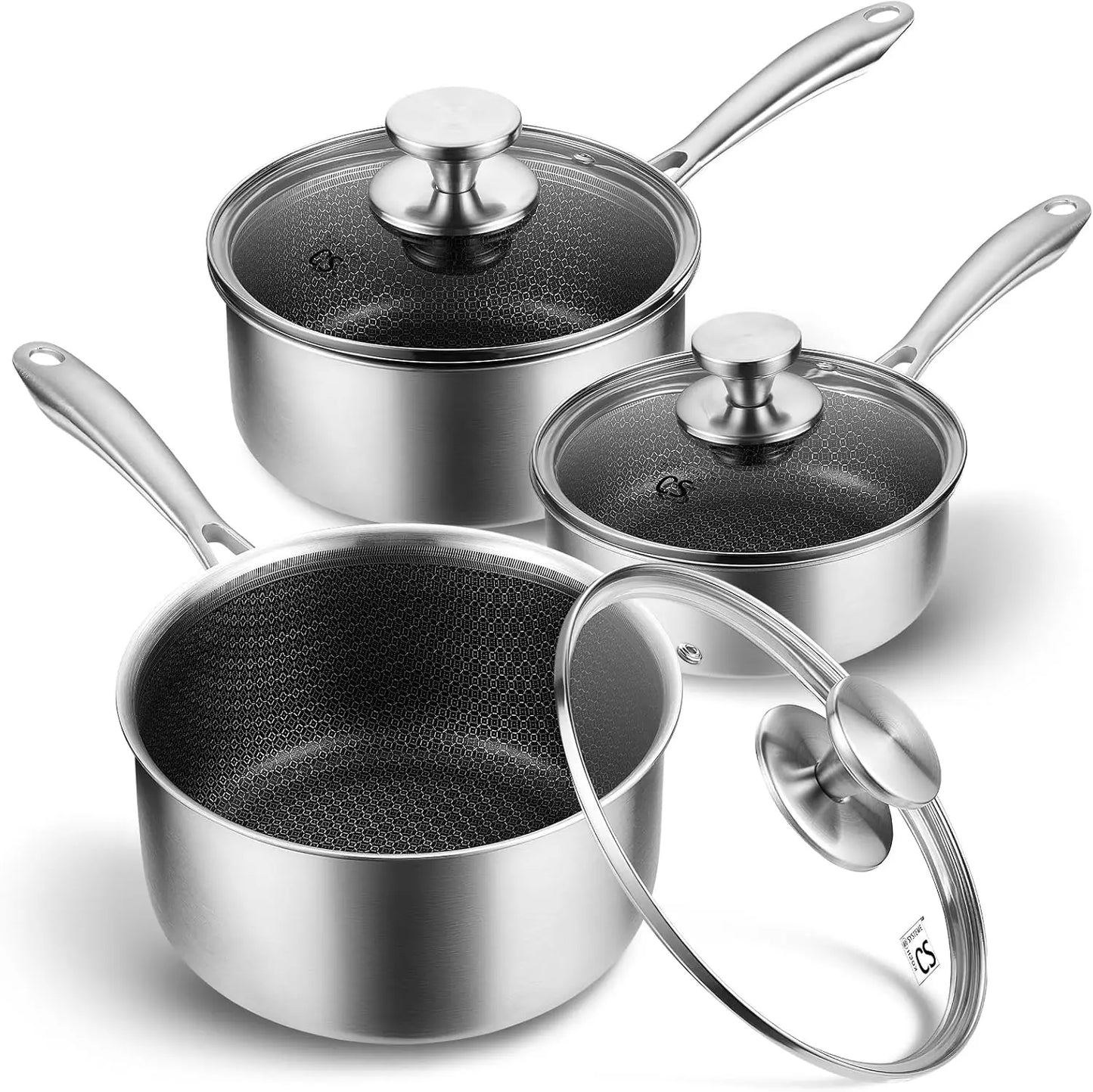 KOCH SYSTEME CS Hybrid Nonstick Tri Ply Stainless Saucepan Set