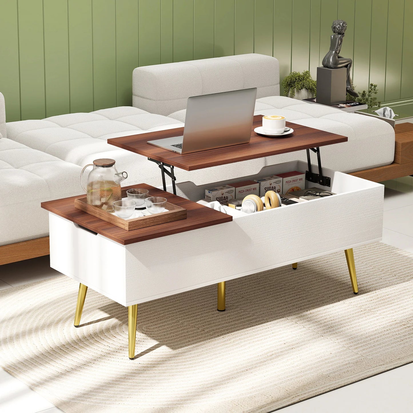 HOMASIS Lift Top Coffee Table With Hidden Compartments