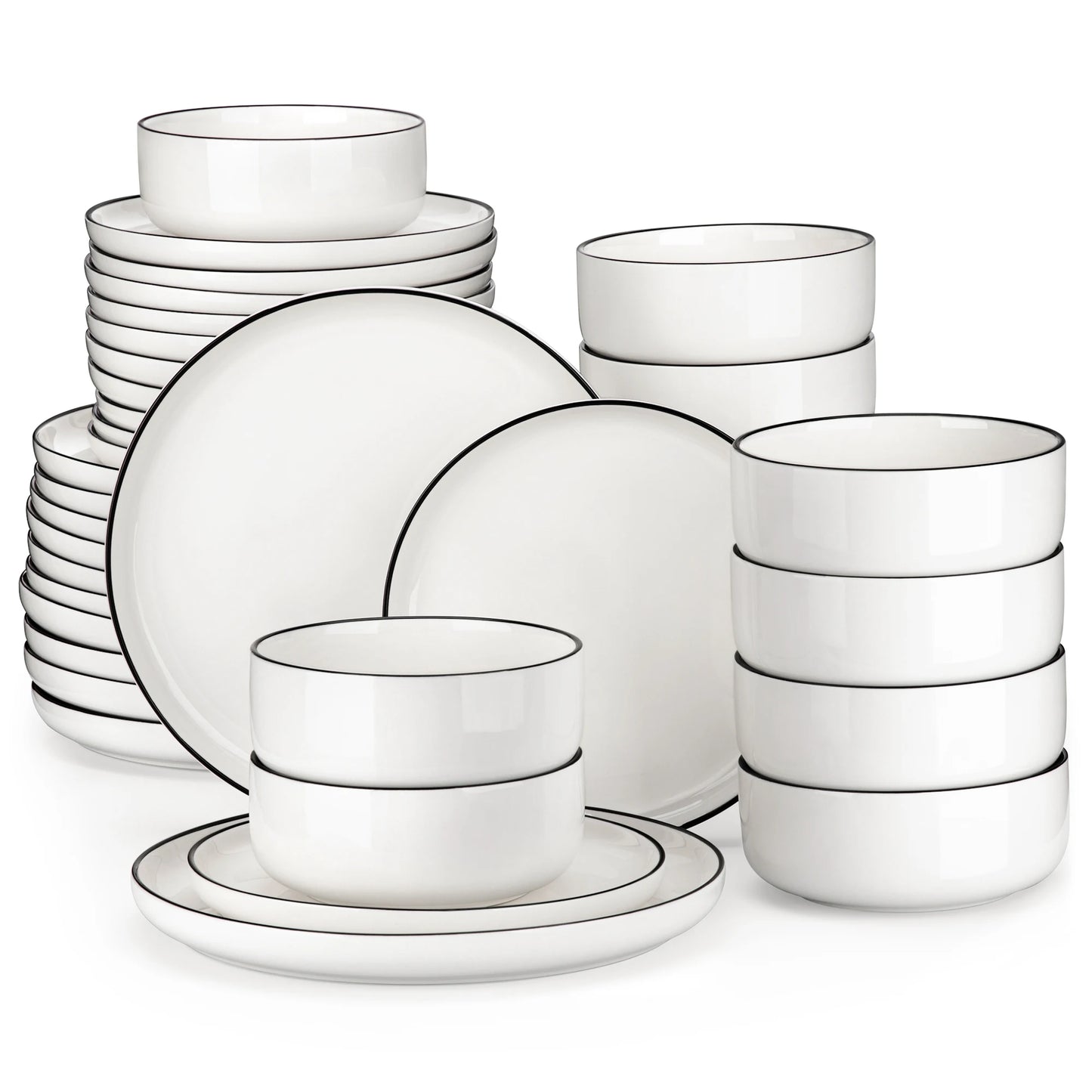Malacasa Ceramic Dinnerware Set Round Porcelain Plates And Bowls