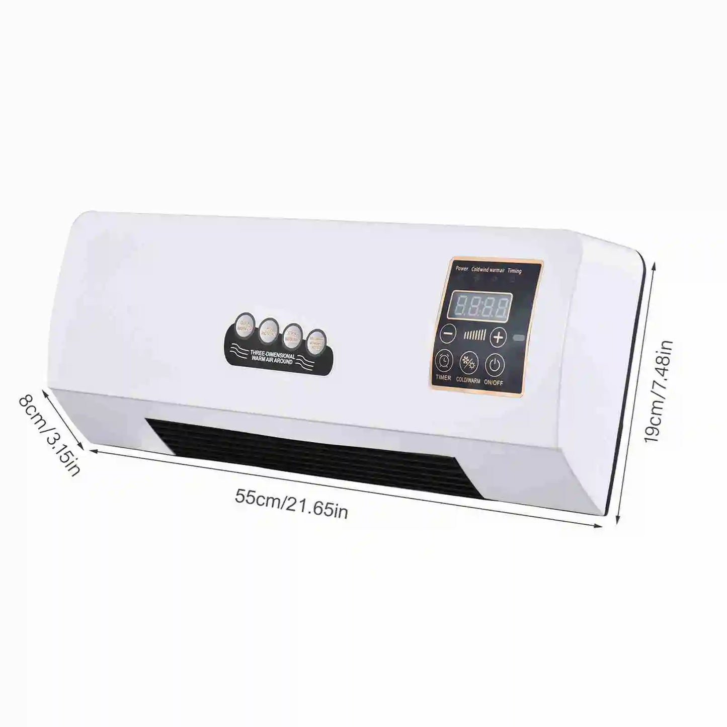 Wall Mounted Dual Function Heater And Fan With Digital Timer