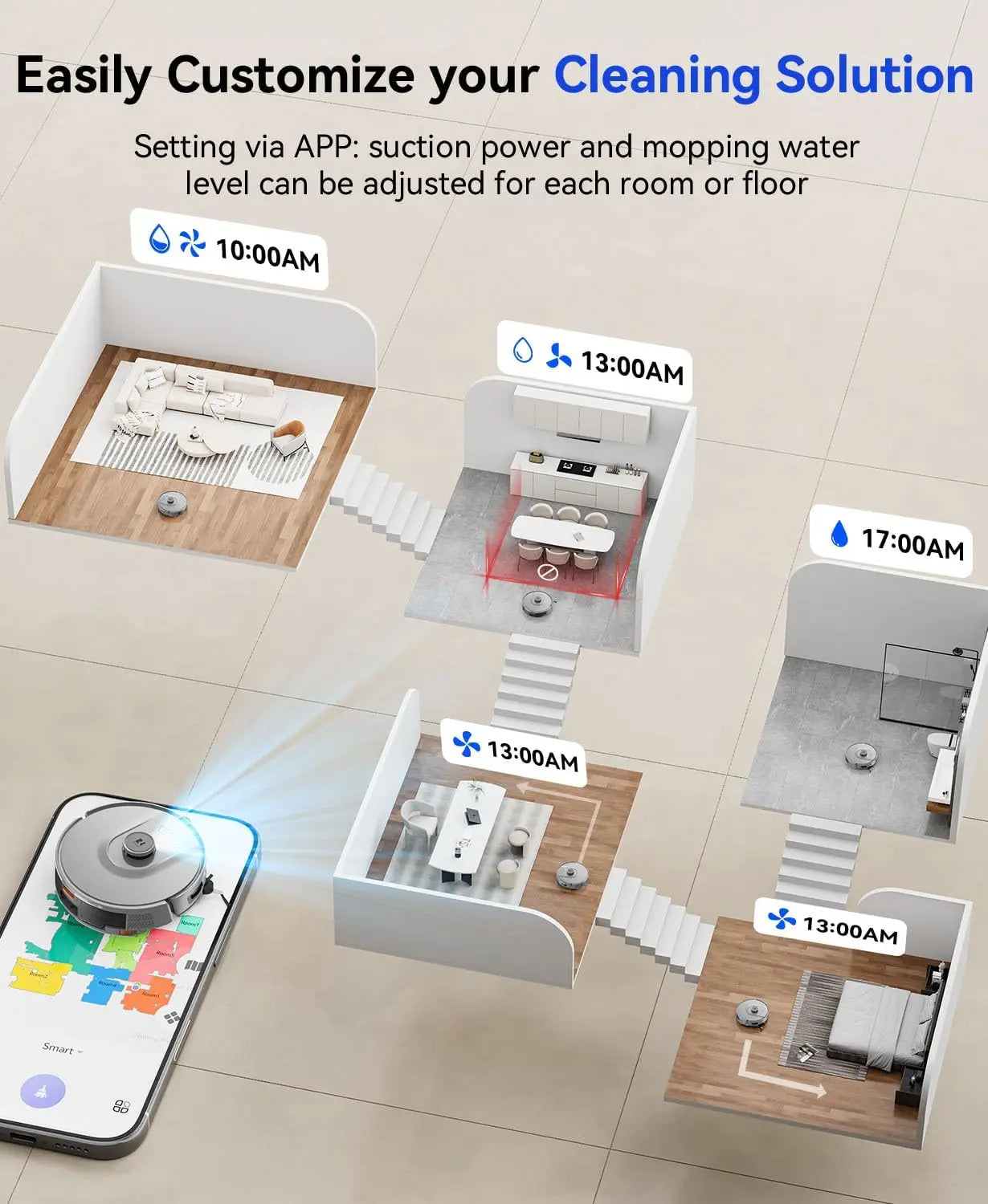 XMSJ Robot Vacuum And Mop With LiNavigation 5G Self Emptying